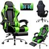 LUCKRACER Sedia da Gaming Massaggiante ed Ergonomica con Schienale Regolabile, Poggiapiedi e Supporto Lombare - Reclinabile, verde