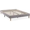 HOMN LIVING Base Imbottita Eris 160x200 cm Grigio Chiaro, 30 cm Altezza