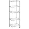SONGMICS Mensola da cucina, scaffale a 5 livelli, sottile, 8 ganci, mobile da bagno, tavola in plastica, regolabile in altezza, in metallo, per cucina, argento LGR115E01