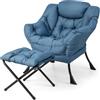 HOMASIS Poltrona Relax con Poggiapiedi, Poltroncina Reclinabile con Braccioli e Tasca Laterale, Supporta Fino a 150 kg, Sedia Comoda per Salotto, Camera da Letto, 81 x 75 x 94,5 cm (Blu)
