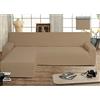 BIANCHERIAWEB Copridivano Genius con Penisola Chaise Longue Modello Swing Colore Tortora Sinistra Tortora