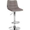 CLP Sgabello Jerry in tessuto I Sgabello regolabile in altezza I Sedia girevole a 360° con schienale per cucina e salotto, Colore:grigio, Colore del telaio:nero