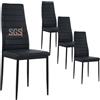 buybyroom Sedie Sala da Pranzo, Sedie Cucina Set da 4, Sedie Soggiorno Moderne, Schienale Alto, Gambe in Metallo, Per Tavolo da Pranzo, Cucina, Ristorante e Ufficio, Nero