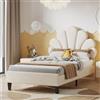 BestAlice Lettino imbottito per bambini, 90 x 200 cm, letto singolo per ragazze, struttura letto con testiera regolabile a forma di fiore e rete a doghe, struttura per letto per ragazzi in legno massiccio