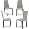 REDÒKASA Set 4 sedie imbottita modello BETTY STYLE per interni, design moderno, gambe quadre in metallo, schienale e seduta rivestiti con tessuto morbido al tatto (Pietra, 4)