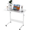 nwixbqoqn nwixbqqoqn Comodino con rotelle 80x40cm, Tavolo per laptop regolabile in altezza 69-89cm con 4 rotelle, Tavolo da ufficio con rotelle, Bianco