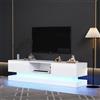 Wiuzo Mobile TV lucido con illuminazione a LED, 2 cassetti, controllo app, design anti-ribaltamento, per TV da 60 pollici, TV Lowboard, 160 x 35 x 40,5 cm (bianco)
