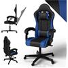 Juskys Sedia da gaming HyperSeat - Regolabile in altezza, schienale reclinabile e braccioli imbottiti, similpelle, ergonomica e resistente - Nero/blu