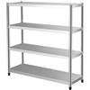 Generic Scaffale regolabile a 4 ripiani in acciaio inox resistente, 80 x 50 x 110 cm, ideale per magazzini, dispense e organizzazione dell'ufficio, colore argento