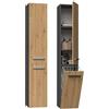 3E 3xE living.com Mobili da bagno Eliving Bagnoli SLIM VI antracite e rovere artigianale - mobile in piedi, colonna bagno, mensola, L: 30 cm, H: 174 cm, L: 30 cm