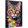 ARTEDinoi Quadro Moderno Stampa su Tela Bellissimo Gatto Colour Style Canvas Dimensione 60x80x2cm