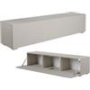 PLATAN ROOM, mobile lowboard per TV 105/140 / 160/210 / 280, in bianco, da appendere o utilizzabile a terra, opaco (140 x 30 x 32, cashmere bianco opaco/bianco lucido)