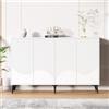 Kebnor Credenza bianca, larghezza 160 cm, multifunzionale, con ripiani regolabili, 4 ante, gambe in metallo (bianco)
