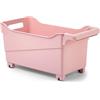 Acan Tradineur Carrello in Plastica Multiuso con Ruote Cestino per Vari Usi con Ruote per Spostarlo - Cesto Organizzazione e Conservazione - N. 4-18 x 18 x 38 cm - Colore: Rosa