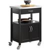 SoBuy Carrello cucina salvaspazio con piano di lavoro - Mobile cucina con ruote, ideale come mobiletto cucina, credenza compatta o mobile microonde - Disponibile in Nero 60x92x45cm FKW22-SCH