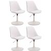 CLP Set di 4 sedie da pranzo Maverick in ecopelle I Poltrone regolabili in altezza I Sedie girevoli con base a tromba, Colore:bianco, Colore del telaio:bianco