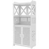 GDSKR Armadietto da bagno in piedi con doppia porta, mobile da bagno, 3 + 1 ripiani, bianco, per bagno, soggiorno, cucina, corridoio