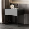 KEJIAWU Comodini Camera da Letto Moderno Semplice, Bianco Nero e grigio, Comodino con 1 Cassetti, Comodino con Fianchi in Vetro Temperato (Color : Grey, Size : 40CM/14.7IN)