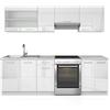 Vicco Cucina componibile Raul, Bianco lucido/bianco, 240 cm, PL Marmo, combinabile in modo flessibile con elementi modulari