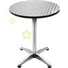 HUOLE Tavolo alto da bar rotondo alluminio - Tavolo bar bistrot da pub alluminio - Metallo, Tavolino da Bar, Cucina, Soggiorno-60 * 60 * 70/110 cm