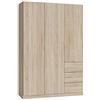 Arreditaly Armadio Guardaroba Vestiti 3 Ante Battenti 4 Ripiani E 3 Cassetti Con Barra Appendiabiti Salvaspazio Per Camera Da Letto Stanza Matrimoniale Design Moderno 200 x 52 x 135 Cm Colore Rovere