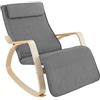 tectake® Sedia A Dondolo, Poltrona Relax Ergonomica, Poggiapiedi, Poltrona a Dondolo, Imbottita, Rivestimento Lavabile, Struttura Legno, Per Salotto, Camera Da Letto, Ufficio, Studio - Grigio Chiaro