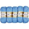 ALIZE, Diva Batik, 5 gomitoli di lana da 100 g, tinta unita, 500 g di filato mercerizzato, in microfibra-acrilico (celeste 350)