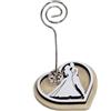 DLM Bomboniere DLM 35310 (Kit 12 Pezzi) Portafoto Memo Clip Cuore in Legno e Cristallo con Coppia Sposi Nozze Matrimonio bomboniera