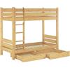 Erst-Holz Letto a castello anche PER ADULTI 90x200 nicchia 80cm divisibile con cassettoni 60.16-09T80S2