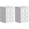 Joiemebi Comodino con Specchio in Vetro, Contenitore con 3 Cassetti per Camera da Letto, Soggiorno, Ufficio, 40 x 40 x 60 cm (2)