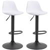 CLP Set 2 Sgabelli Design Kiel in Polipropilene E Similpelle I Coppia Sedie Bar Cucina Girevoli E Regolabili, Colore:Bianco, Colore del Telaio:Nero