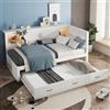 YuQozii Divano letto, letto giornaliero, 90 x 200 cm, illuminazione ambiente telecomandata, vano portaoggetti sul letto, letto estraibile, presa + USB, senza materasso (bianco)