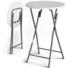 Casaria® Tavolino Alto da Bar Bistrot Pieghevole Ø60 cm Metallo MDF Tavolo Bianco Effetto Legno