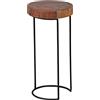 WOHNLING Laterale in Legno Massiccio Sheesham Albero Gambe Tavolo da Salotto in Metallo in Stile Country Tronco-Forma in Vero Legno Naturale