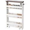 KOMFOTTEU Carrello Portaoggetti a 4 Ripiani con Ruote Rirevoli a 360°, Carrellino Scorrevole con Maniglia Slim, da Bagno, Cucina, Lavanderia, 47,5 x 13 x 80,5 cm (Bianco e Marrone, Senza Presa)