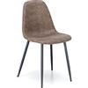STONES SRL Sedia Modello BRIGITTE in similpelle con gambe in metallo - disponibile in 3 colori - set 4 pz design 100% italiano (TORTORA VINTAGE)