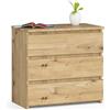 AKORD Comodino CL-3 con 3 Casetti | Per il Soggiorno Camera da Letto Guardaroba, L'ufficio e lo Studio | 60 x 57 x 35 cm | Peso 26 kg | ColoreRovere artigianale