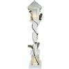 Aurora Store Lampione Natalizio in Legno h. 85 cm Bianco Glitter innevato con Luci LED Base 16x16cm Alimentazione a Batteria Decorazione Natalizia Babbo Natale
