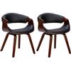 CLP Set di 2 sedie da pranzo Foley in ecopelle o tessuto I Sedia da cucina con braccioli e struttura in legno, Colore:noce/nero, Materiale:Ecopelle