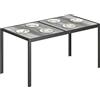 Outsunny Tavolo da Giardino con Piano Effetto Legno in Plastica 150x80 cm per 6 Persone, Tavola da Pranzo da Esterno Rettangolare, Gambe in Acciaio, per Patio, Terrazzo, Balcone, Grigio