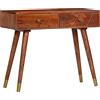 vidaXL Tavolo Consolle Elegante Robusto con Vano Aperto e Cassetti Tavolino da Salotto Arredi Ingresso 90x35x76 cm Marrone Legno Massello di Acacia