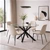 Yellowshop | Tavolo Tondo YAM Ø114 cm - Piano in Vetro Temperato e Struttura in Acciaio Nero, Design Moderno per Sala da Pranzo e Soggiorno