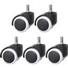 ENYKE Castors - Ruote girevoli di ricambio per sedia da ufficio, colore nero e bianco, set da 5 2"Standard Stem 10X22mm 1pcs Nero