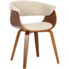 CLP Sedia da pranzo portata 150 kg, struttura in legno Bruce, imbottita con braccioli e protezioni per pavimento, altezza seduta 47 cm Colore:crema;Colore del telaio:noce