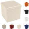 Tata Home Pouf Puff Contenitore Scatola Cubo Poggiapiedi Sgabello in Ecopelle Similpelle Misura 38 x 38 x 38 cm Colore Panna
