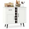 GIANTEX Credenza da Cucina con Porta Vino per 6 Bottiglie, 90 x 40 x 79 cm, Mobile da Bar con 2 Ante e 1 Cassetto, Ripiani Regolabili, per Sala da Pranzo e Soggiorno (Bianco)