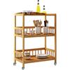SDHYL Carrello da cucina a 3 livelli, rack per panettieri, carrello mobile in bambù, scaffale da pranzo mobile S7-HSJ-ZC05-CA