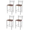 t m c s Tommychairs - Set 4 sgabelli alti modello Elegance per cucina e bar, struttura in acciaio verniciata colore alluminio e seduta in legno colore ciliegio