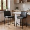 chairus 2 PZ Sgabelli Cucina Sgabelli da Bar in Ecopelle, Grigio | Sedie Alti con Schienale Senza Braccioli Sgabelli Eleganti con Gambe in Metallo Sgabelli Imbottiti per Bar/Ristorante/Isola