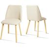 Goeurvant Set di 2 sedie da pranzo con gambe in legno, imbottite, in poliestere, per cucina, ufficio, crema